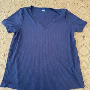 Old Navy Navy Blue V-Neck Tee